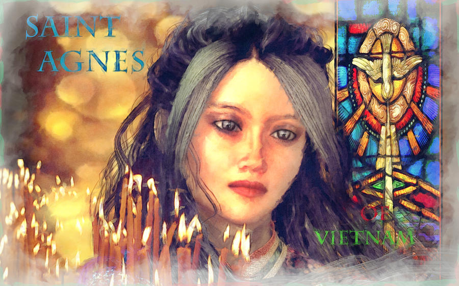 Saint Agnes poster #1 Painting by Suzanne Silvir
