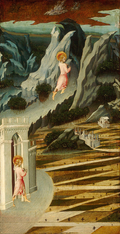 Saint John the Baptist Entering the Wilderness #2 Painting by Giovanni di Paolo