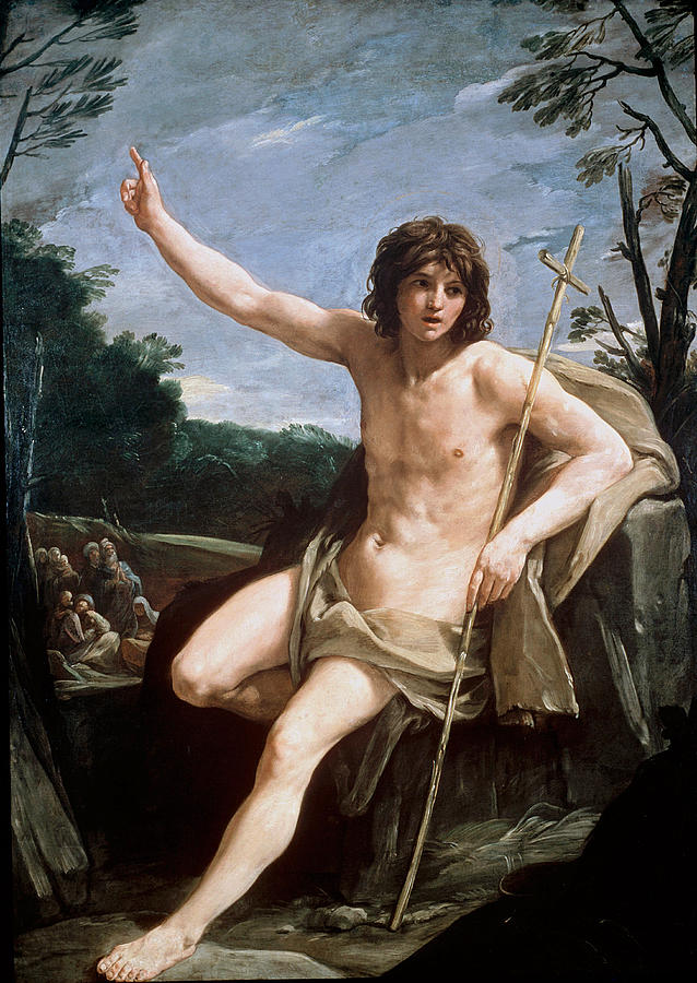 Saint John the Baptist in the Wilderness #1 Painting by Guido Reni