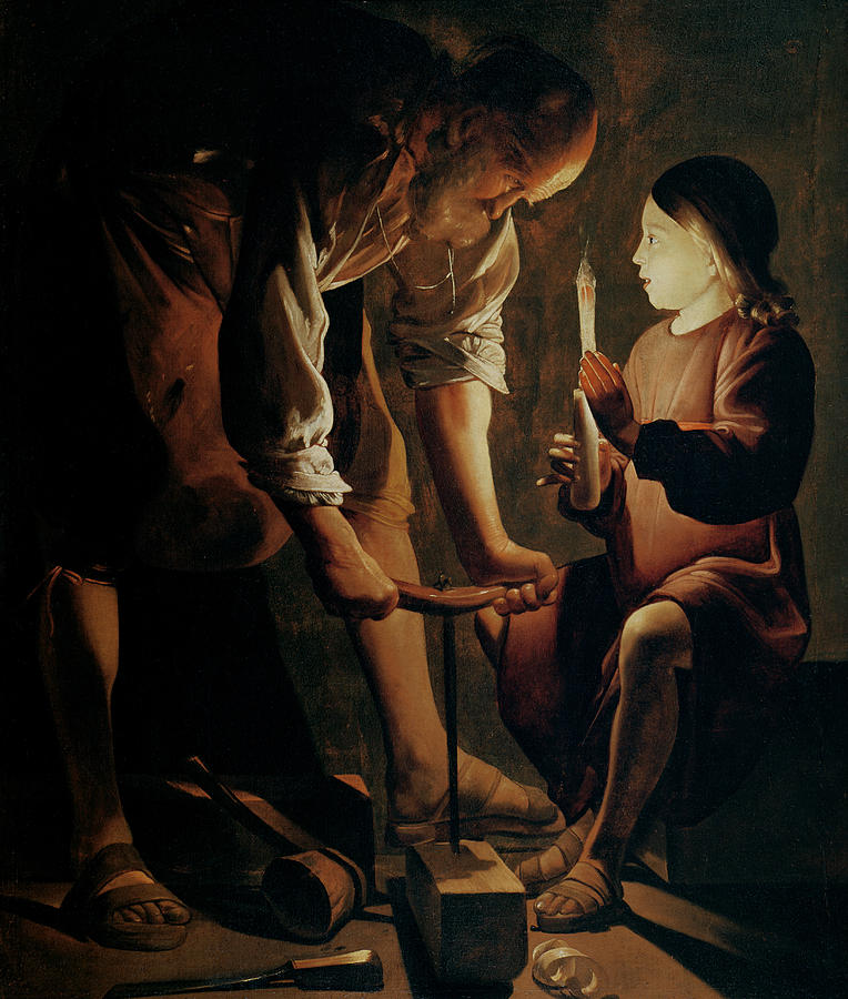 Saint Joseph The Carpenter  #1 Painting by Georges De La Tour