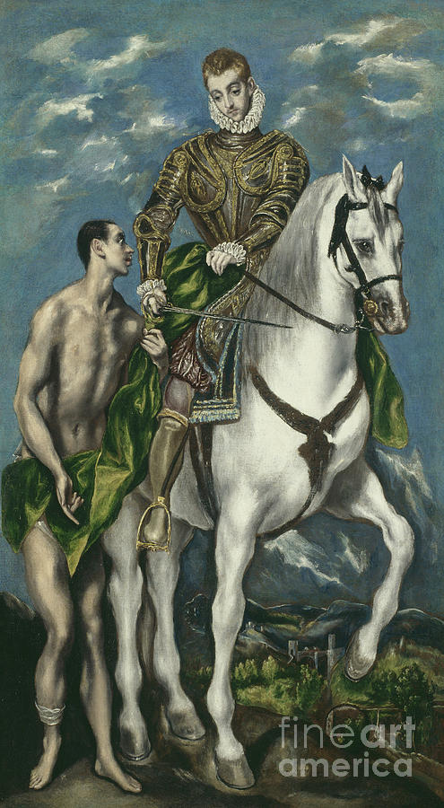 El Greco Painting - Saint Martin and the Beggar by El Greco