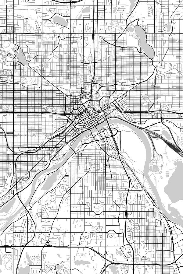 Saint Paul Minnesota Usa Light Map Digital Art By Jurq Studio - Fine 