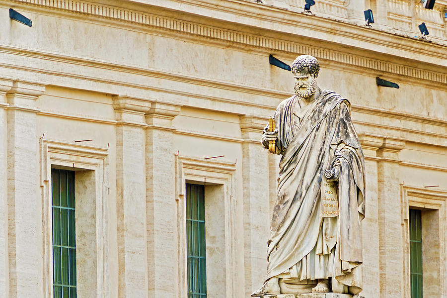 Saint Peter sculpture in front of Basilica in Rome, Italy. #1 Photograph by Marek Poplawski