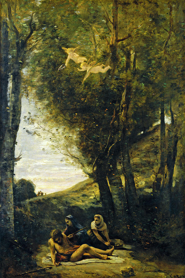 Landscape Painting - Saint Sebastian Succored by the Holy Women #1 by Jean Baptiste Camille Corot