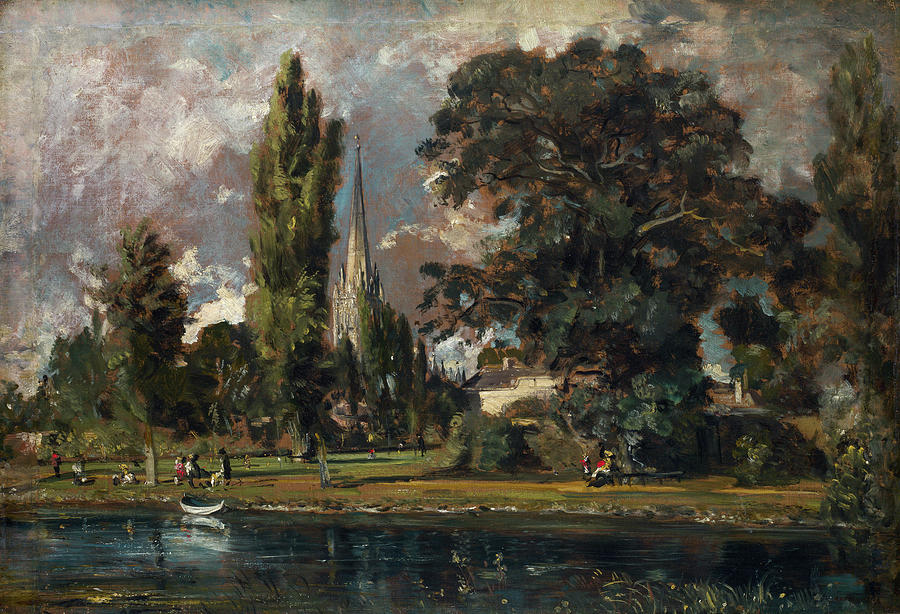 Salisbury Cathedral and Leadenhall from the River Avon Painting by John ...