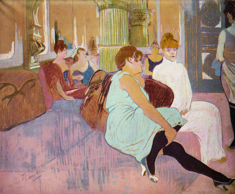 Vintage Painting - Salon in the Rue Des Moulins  #2 by Toulouse Lautrec