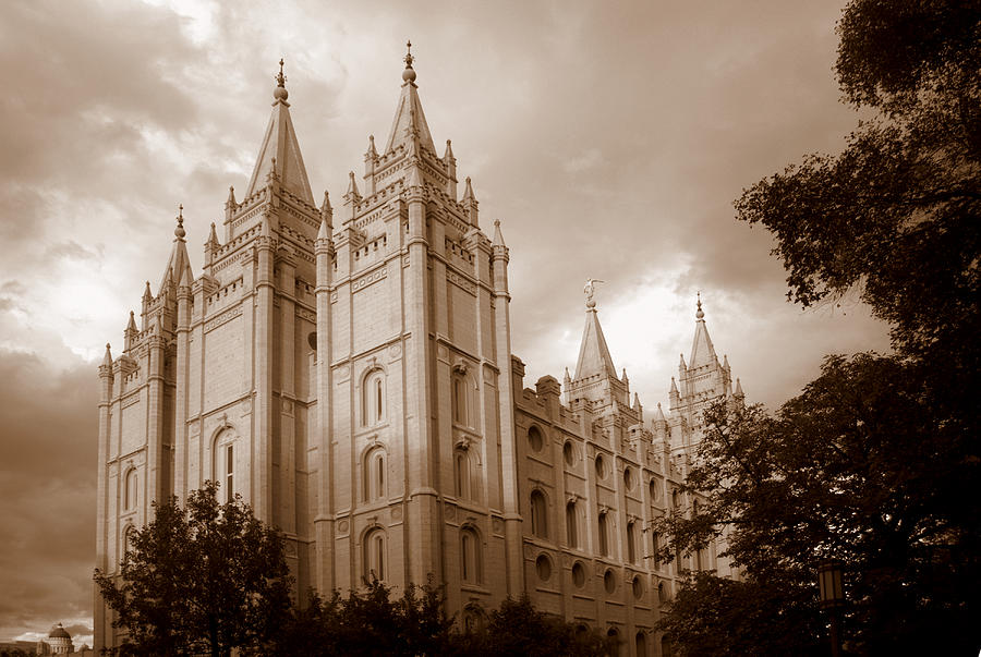 Salt Lake City LDS Temple Sepia #1 Photograph by Nathan Abbott