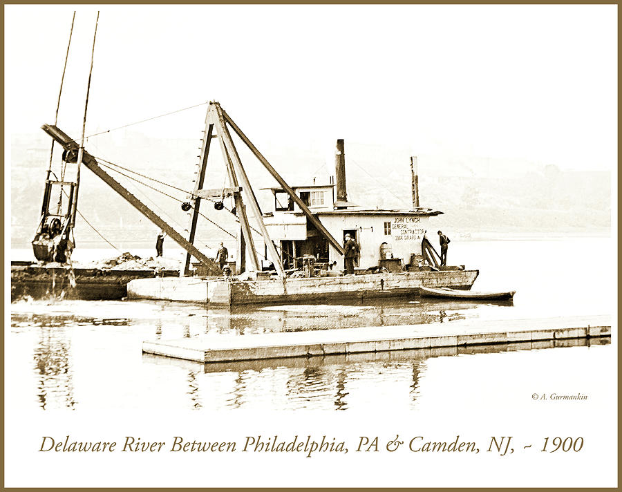Salvage Barge, Delaware River, Philadelphia, c.1900 #1 Photograph by A Macarthur Gurmankin