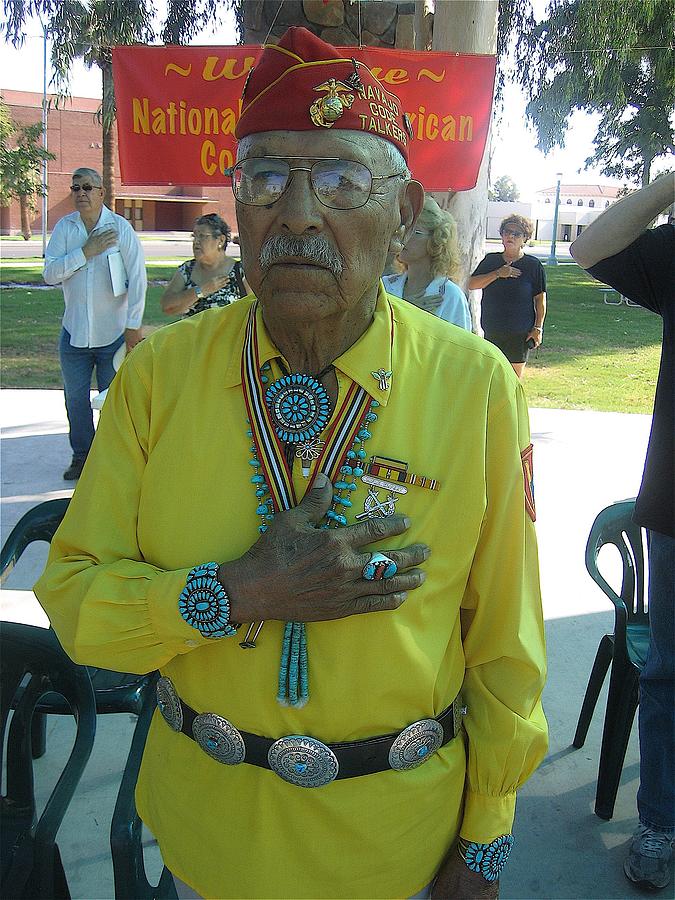 Samuel Tso Pledging Allegiance Navajo Code Talker Peart Park Casa Grande Arizona 2007 #2 Photograph by David Lee Guss