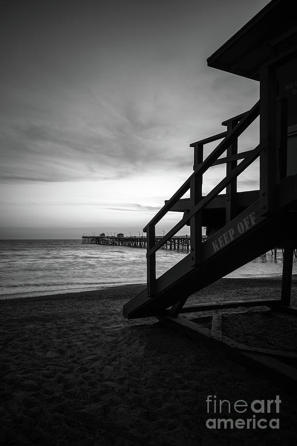 San Clemente Lifeguard Tower One and Pier Sunset Picture #1 Photograph by Paul Velgos