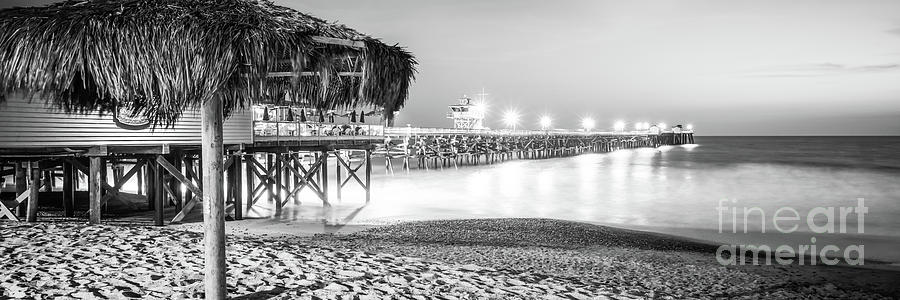 San Clemente Pier Black and White Panorama #1 Photograph by Paul Velgos