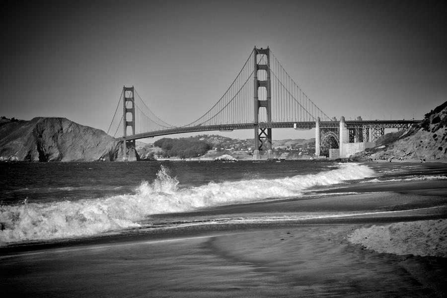 San Francisco Photograph - SAN FRANCISCO Baker Beach Monochrome #1 by Melanie Viola