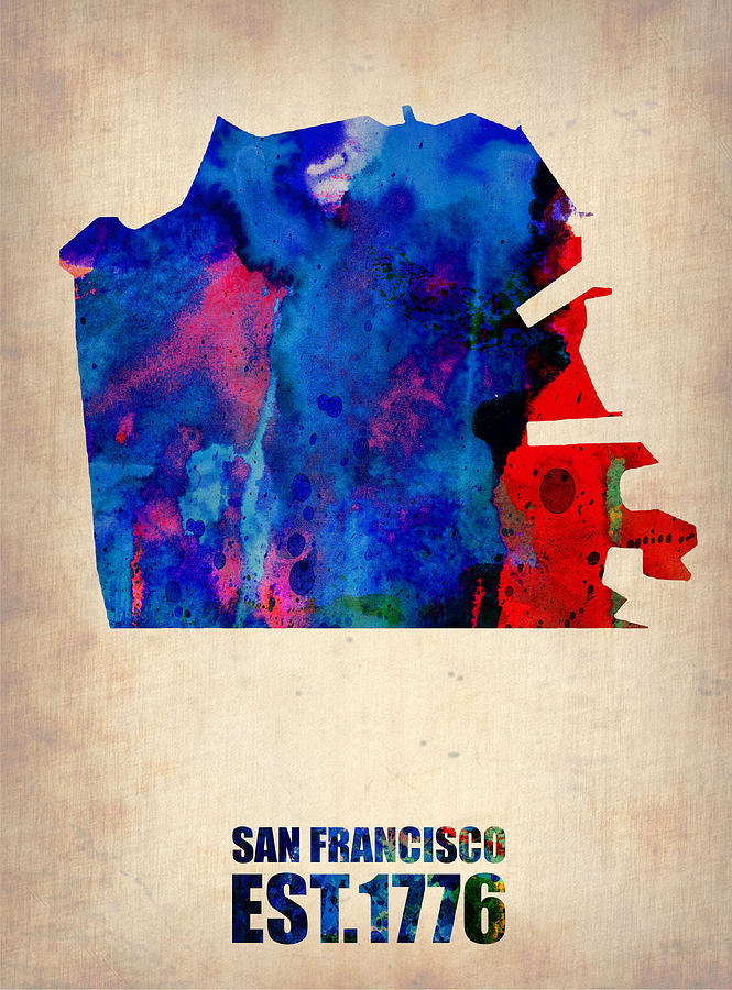 San Francisco Painting - San Francisco Watercolor Map #1 by Naxart Studio