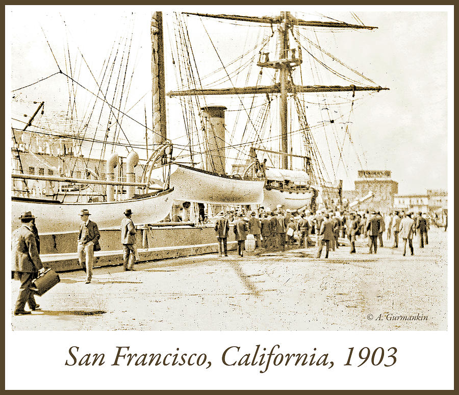San Francisco Wharf, 1903, Vintage Photograph #1 Photograph by A Macarthur Gurmankin