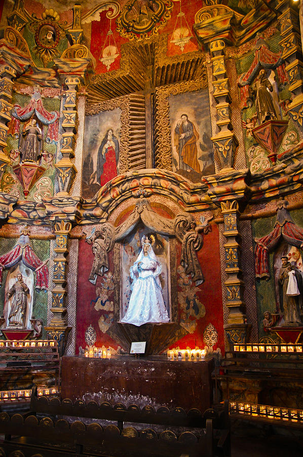 Tucson Photograph - San Xavier side altar #1 by Jon Berghoff
