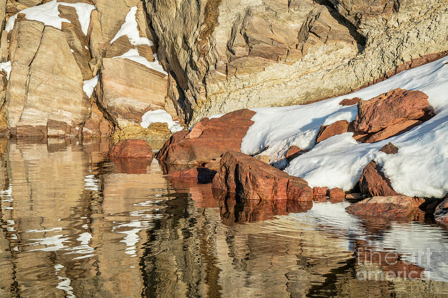 Sandstone Cliff, Snow And Water #1 Photograph by Marek Uliasz