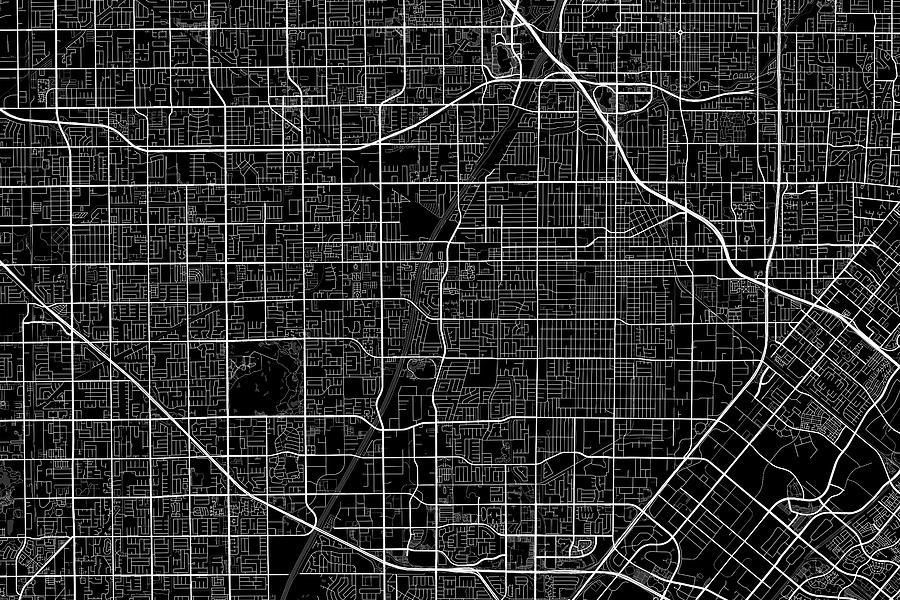 Santa Ana California USA Dark Map Digital Art by Jurq Studio - Fine Art ...