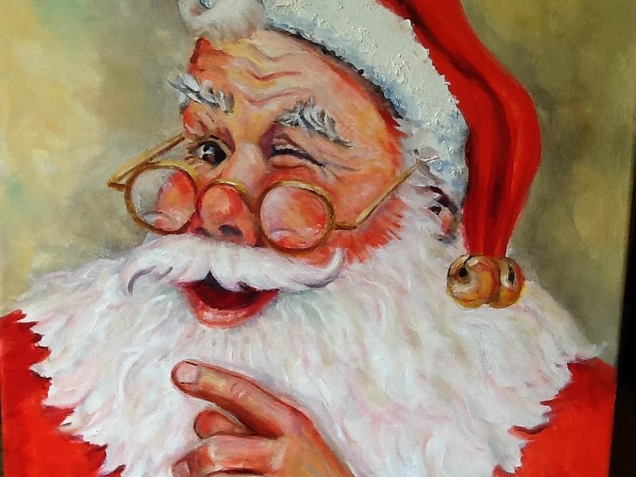 Santa Claus Painting - Santa Winking II #1 by Sheila Kinsey