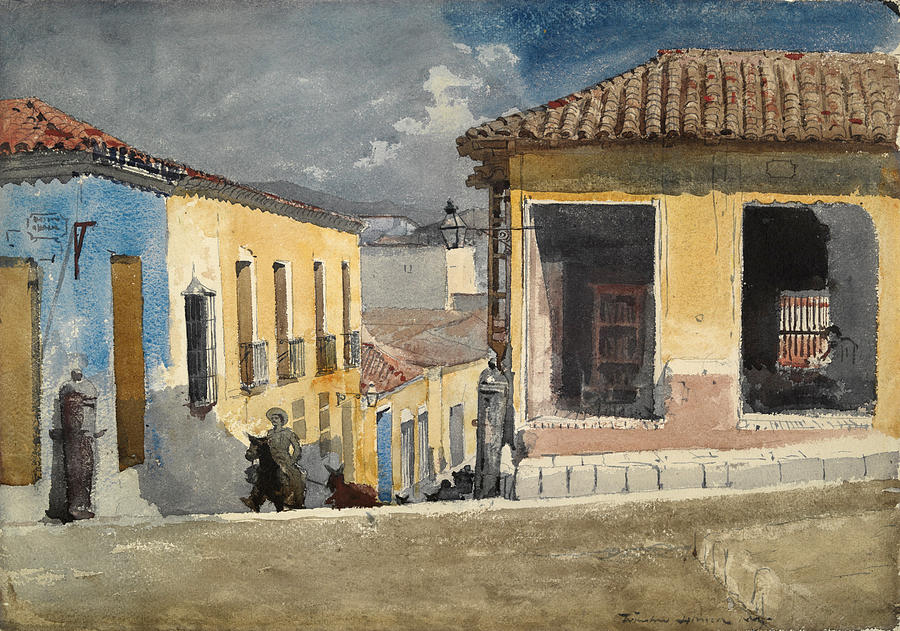 Santiago de Cuba. Street Scene Drawing by Winslow Homer