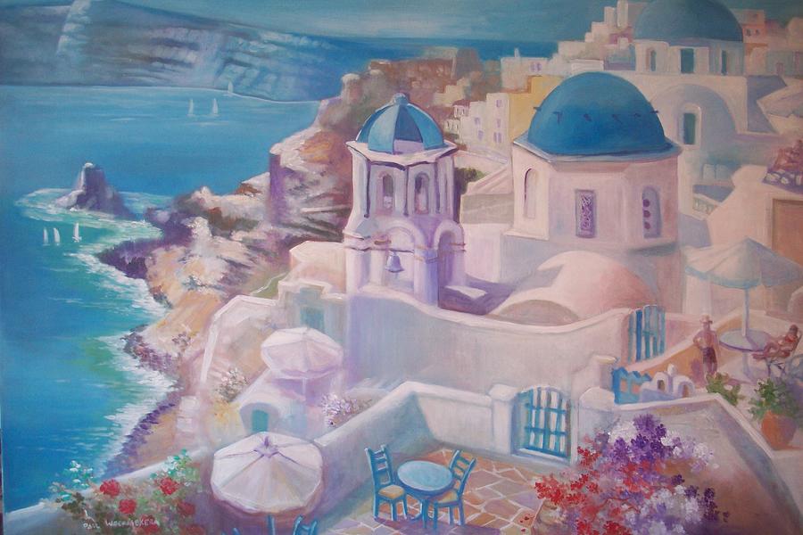 Santorini Greece Painting by Paul Weerasekera