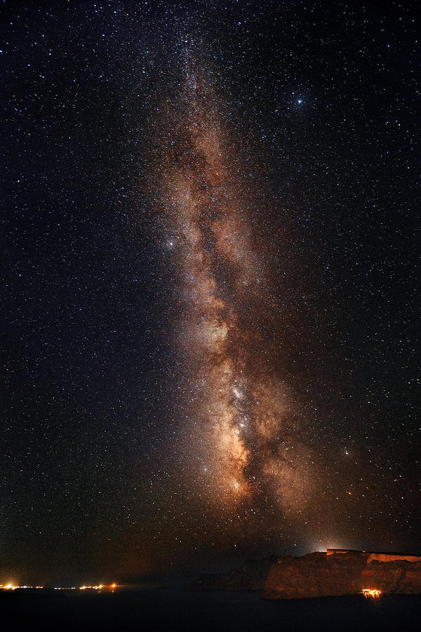 Santorini island with milkyway #1 Photograph by Songquan Deng