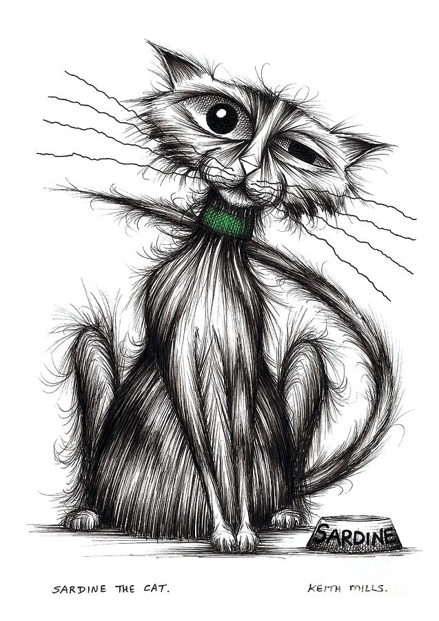 Sardine the cat #1 Drawing by Keith Mills