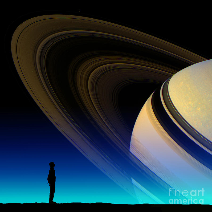 Saturn With Silhouette #1 Photograph by Larry Landolfi