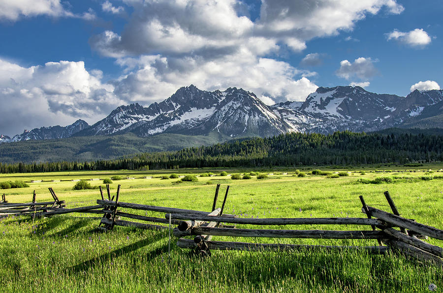 Sawtooth Mountains and log fence #1 Photograph by Link Jackson