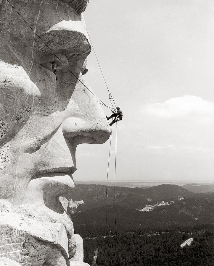 Mount Rushmore Photograph - Scaling Mount Rushmore #1 by Granger