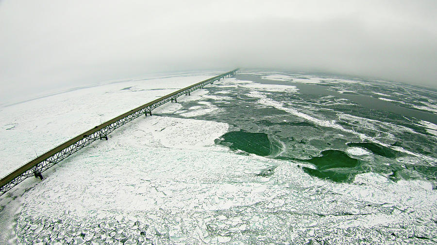 Scenery Around Mackinaw Bridge In Winter #1 Photograph by Alex Grichenko