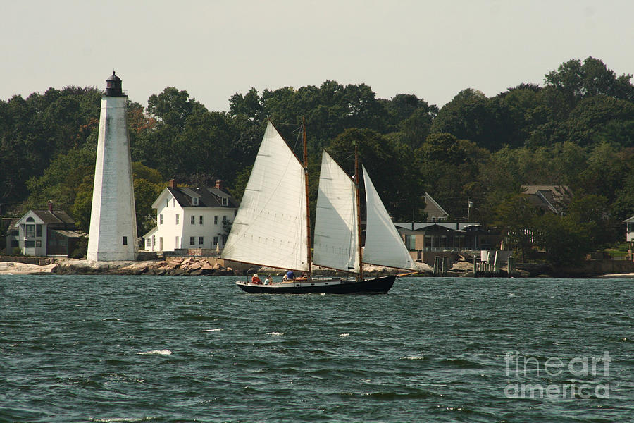 Schooner and New London Light #1 Photograph by B Rossitto