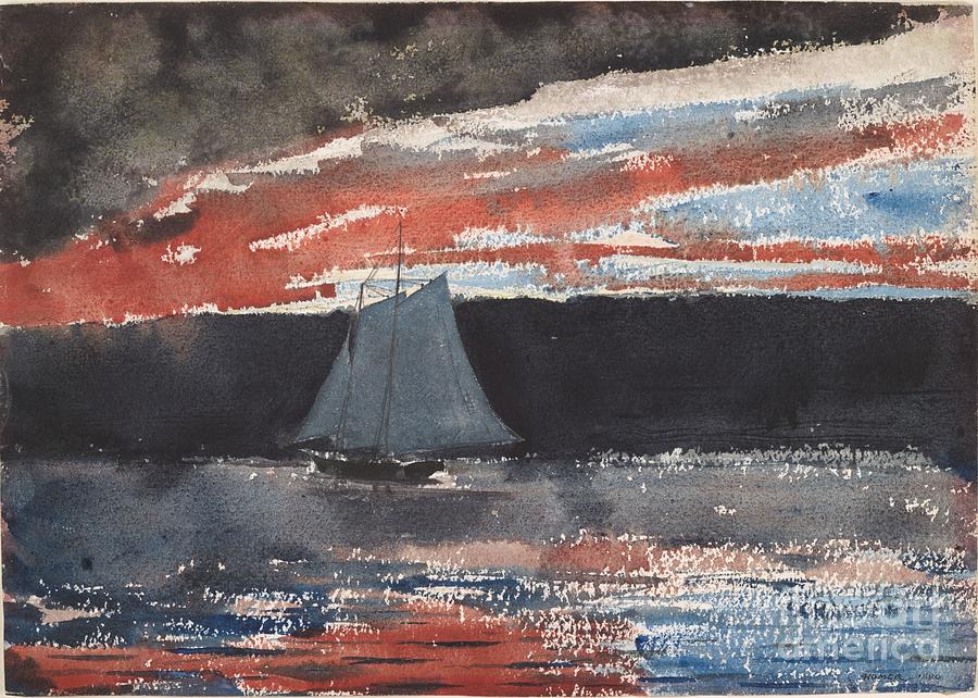 Schooner at Sunset Painting by MotionAge Designs