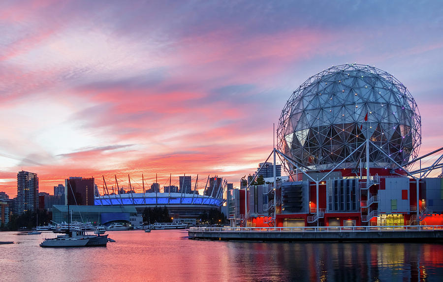 Science World and BC Place Stadium at Sunset. Vancouver, BC Photograph by Rick Deacon