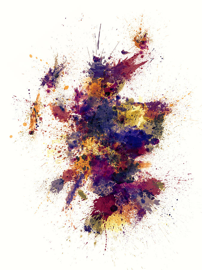Scotland Paint Splashes Map #1 Digital Art by Michael Tompsett