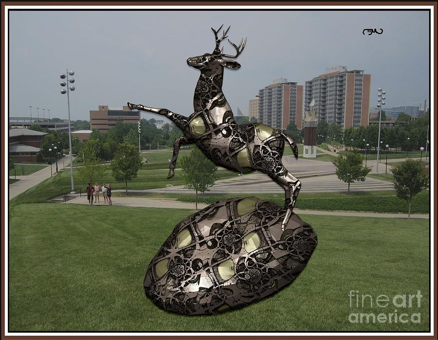 Impressionism Digital Art - Sculpture Of Deer 6 #1 by Pemaro