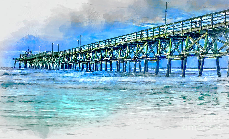 Sea Blue - Cherry Grove Pier #1 Digital Art by David Smith