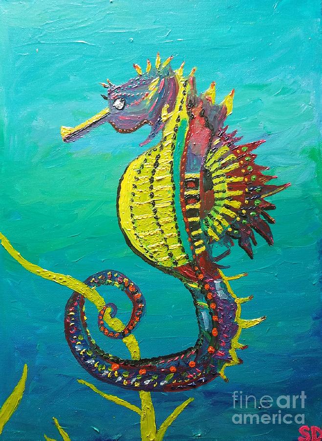 Sea Horse Oil Painting Painting by Scott D Van Osdol