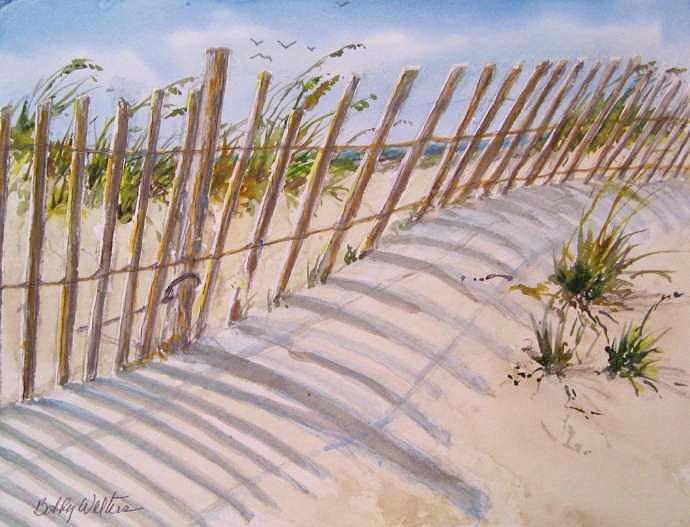 Sea Oats And Shadows #1 Painting by Bobby Walters