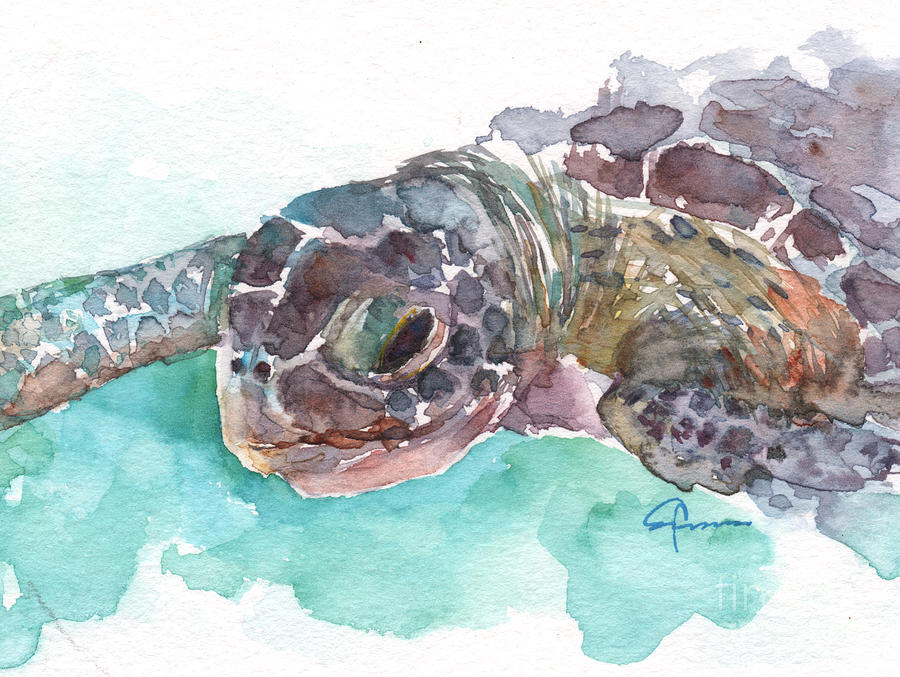 Sea Turtle 2 Painting by Claudia Hafner