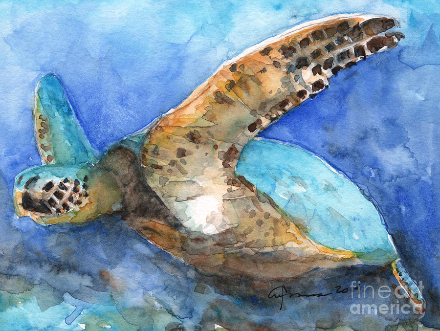 Sea Turtle 4 Painting by Claudia Hafner