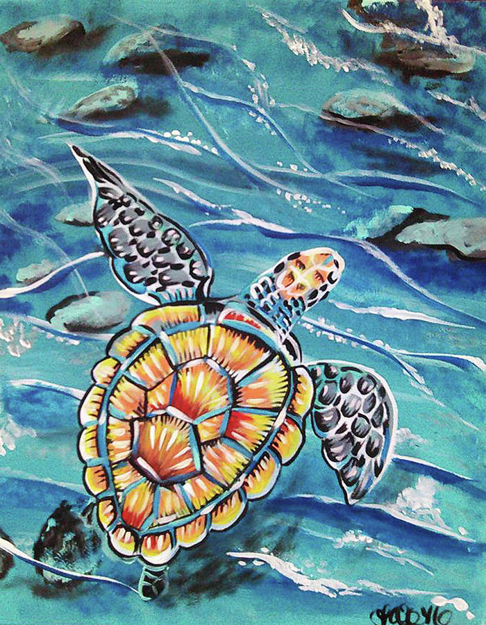 Sea Turtle Painting by Lori Teich - Fine Art America