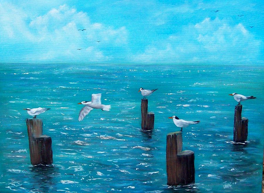 Seagull Seascape #1 Painting by Tony Rodriguez