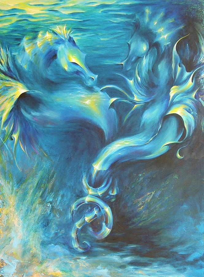 Seahorses in Love 3 #1 Painting by Dina Dargo