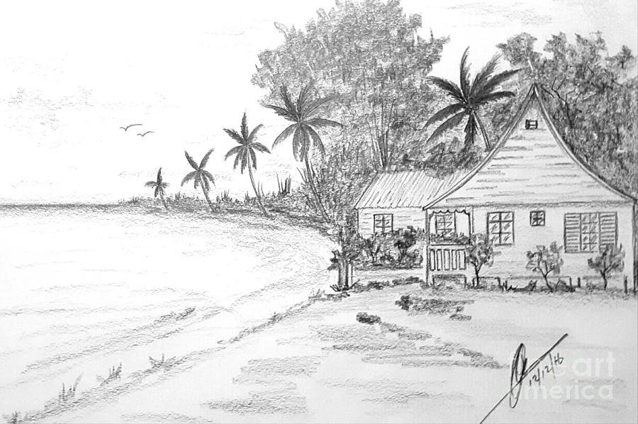 Seaside Cottage Drawing by Collin A Clarke Pixels