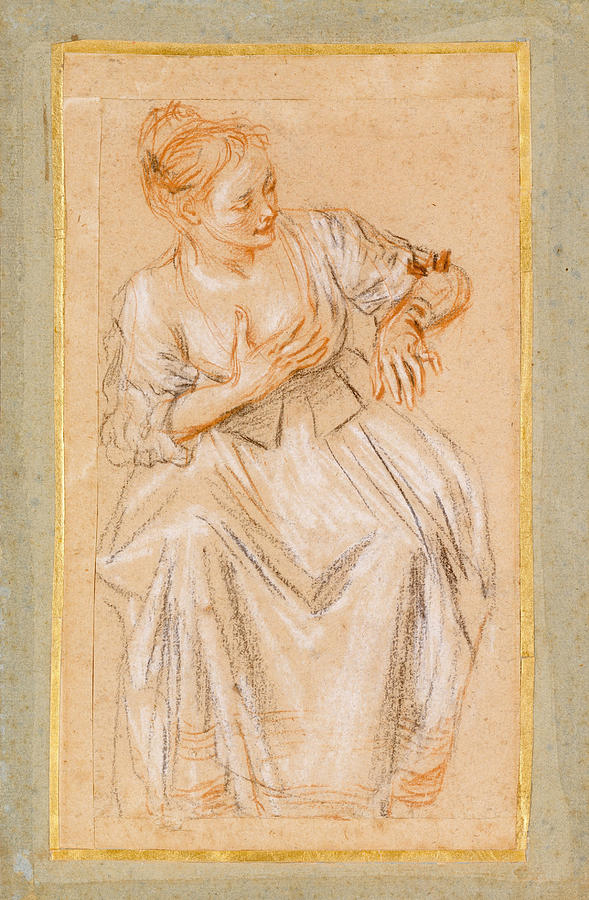 Seated Woman #2 Drawing by Antoine Watteau