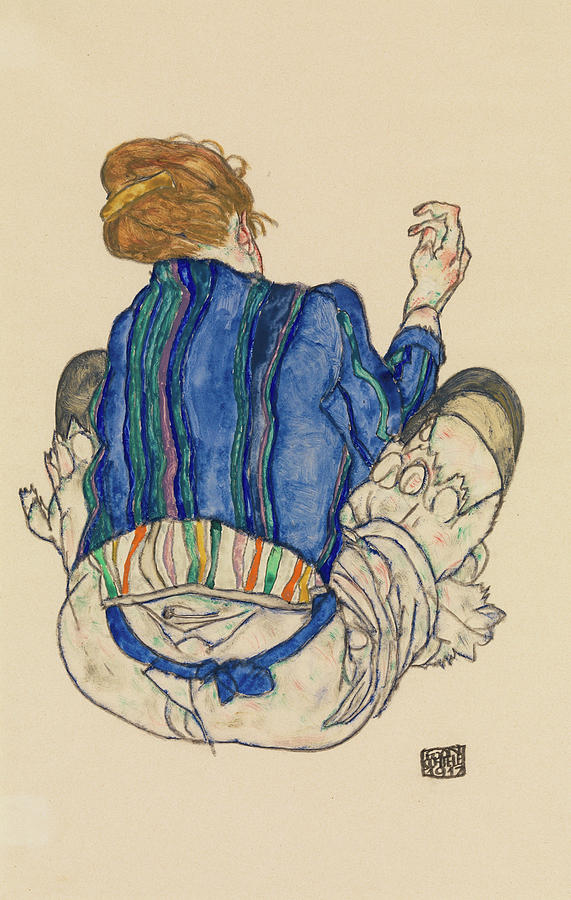 Egon Schiele Painting - Seated Woman, Back View #1 by Egon Schiele