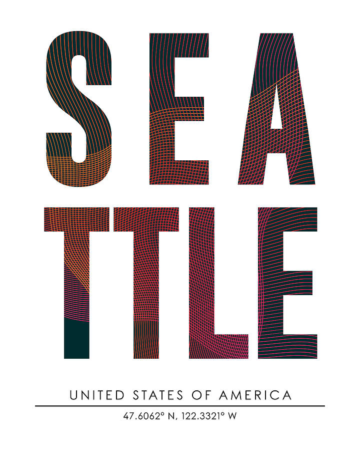 Seattle, United States of America - City Name Typography - Minimalist City Posters Mixed Media by Studio Grafiikka