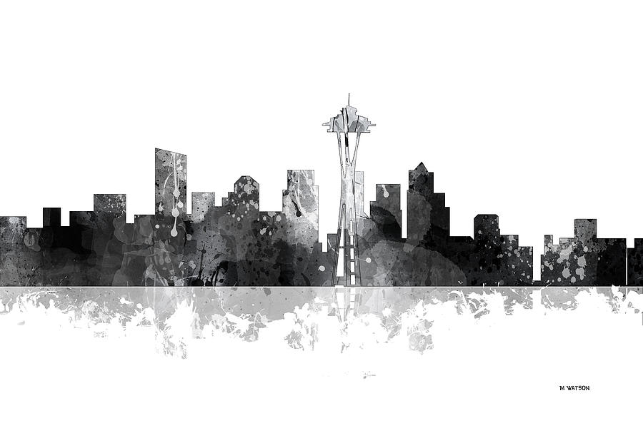 Seattle Washington Skyline #1 Digital Art by Marlene Watson