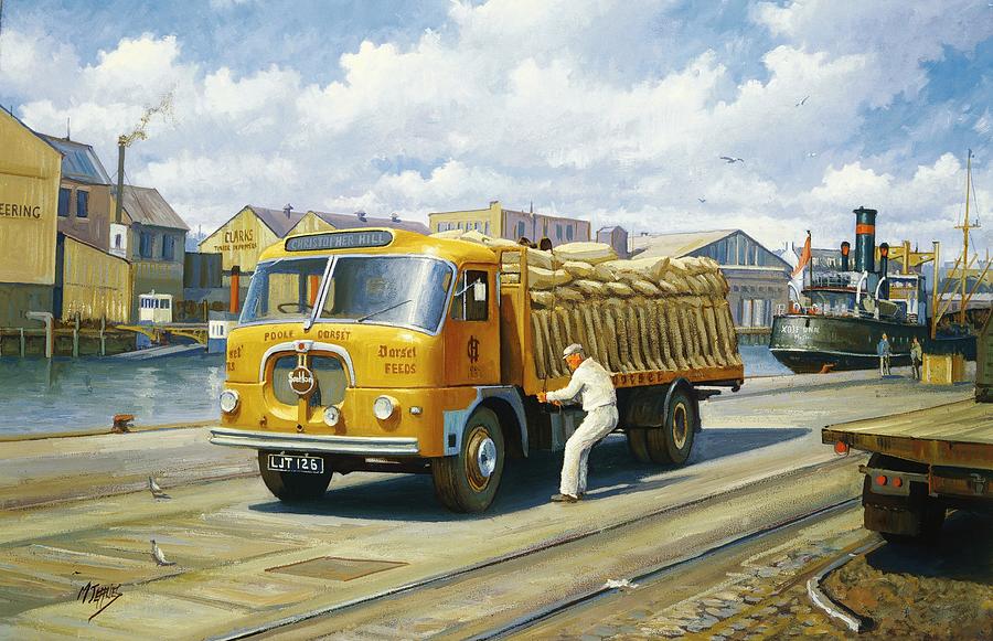 Vintage Painting - Seddon at Poole docks. by Mike Jeffries