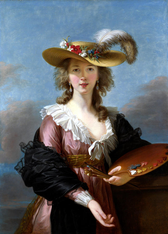 Self-portrait in a straw hat #1 Painting by Elisabeth Louise Vigee Lebrun